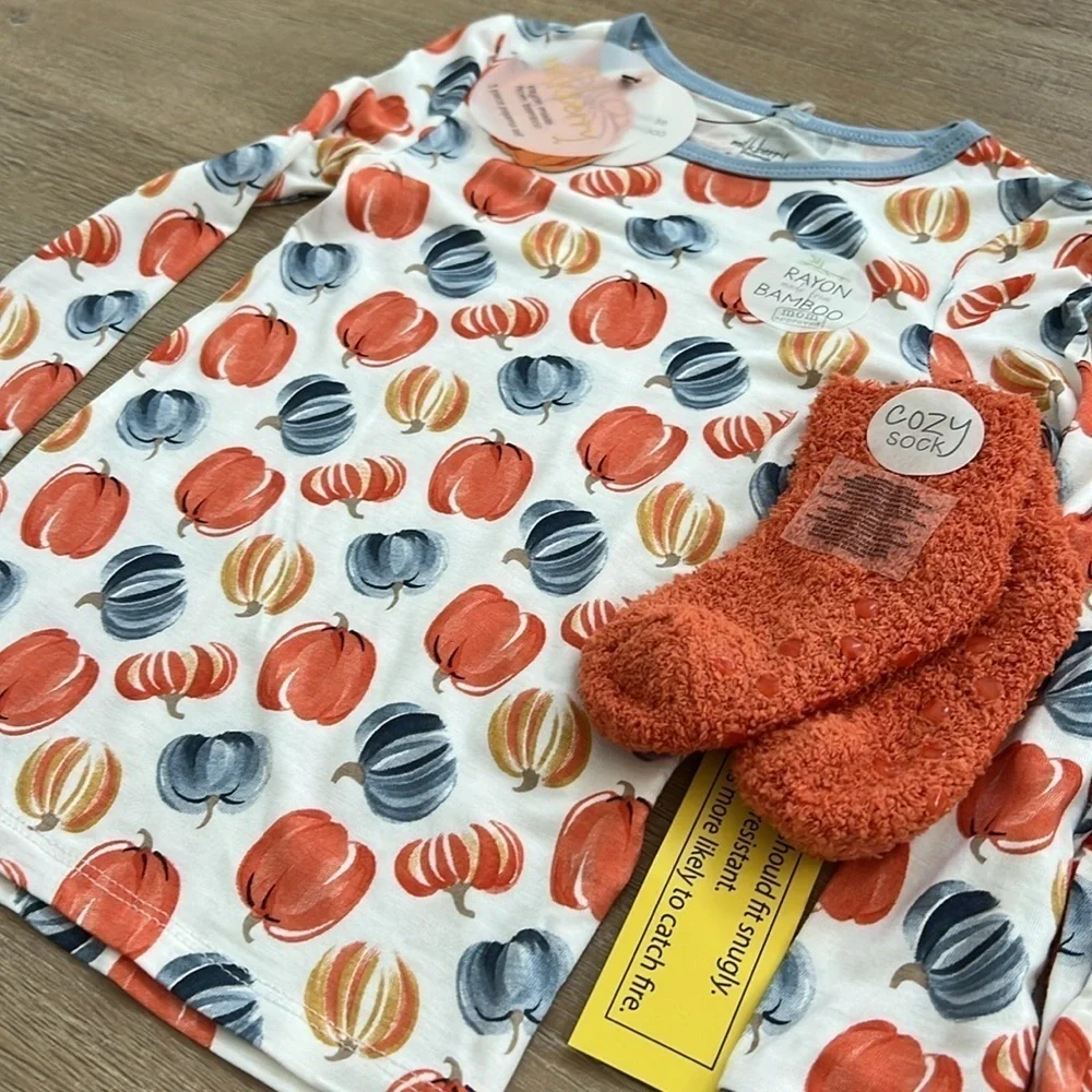 🎃 Milkberry Toddler Boy Girl Bamboo Pajama Set Pumpkins 12 18 months